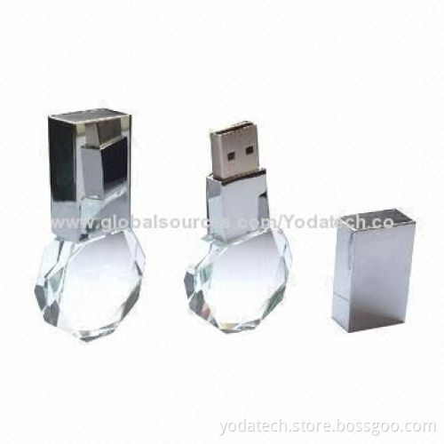 Crystal USB flash drives with 3D laser logo inside crystal